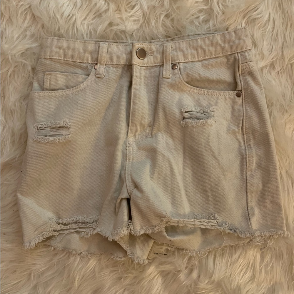 bp white ripped jean shorts